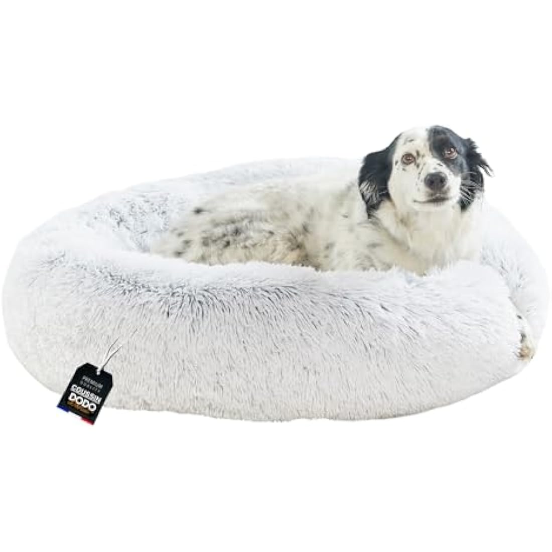 One PETS-TOP Dog Bed Medium - Washable Fluffy Calming Bed - Soft Long Plush with Removable Cover, Dodo Donuts XXL Extra Large Mattress (Pearl Grey, 80cm)