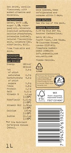 Oatly Vanilla Drink 1 Litre (Pack of 6)