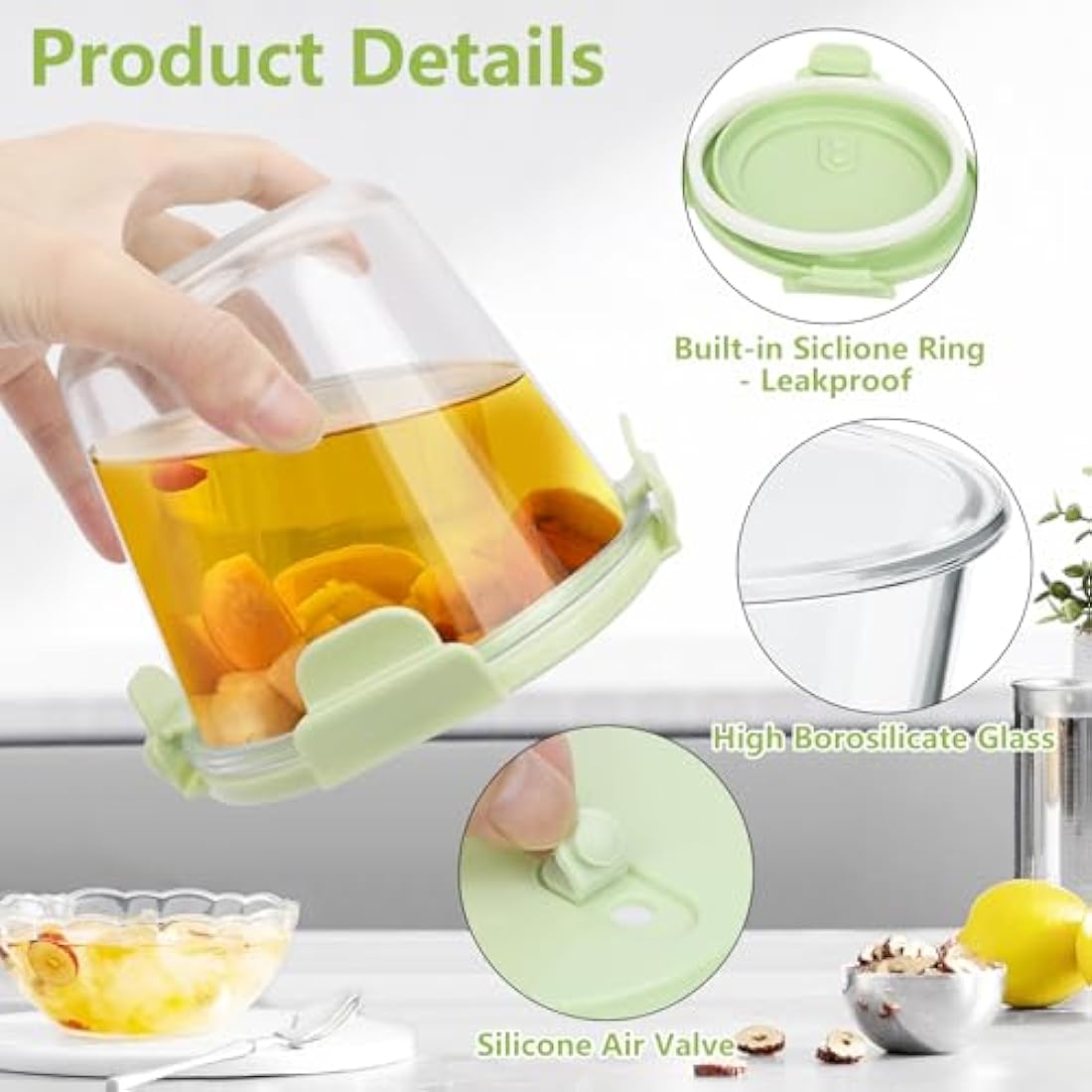 UHAPEER 710ml Glass Container with Lids, Meal Prep Bowls, Round Glass Food Containers, Soup Container to Go, for Soup, Lunch, Salad,Airtight Reusable Bowls, Food Storage Containers,Microwave Safe,4PCS