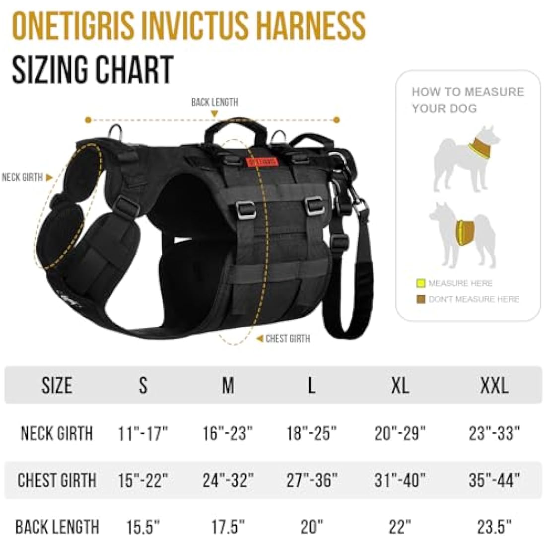 OneTigris Dog Lift Harness for Large Dogs, Dog Support Sling for Back Legs, DOG Lifter with Handles Invictus Multifunctional Mobility Assistance Vest Hip Support Brace
