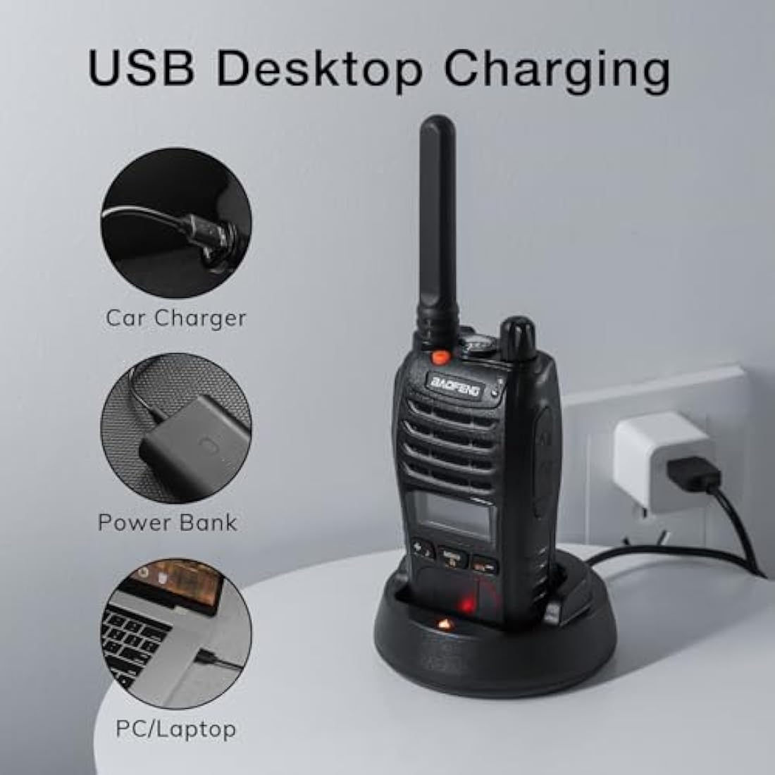 BAOFENG BF-88ST Pro Walkie Talkie, Upgraded Long Range Rechargeable License-Free PMR446 Two Way Radios with LCD Display, VOX Dual Watch, Desktop Charger and Earpieces, 4 Pack