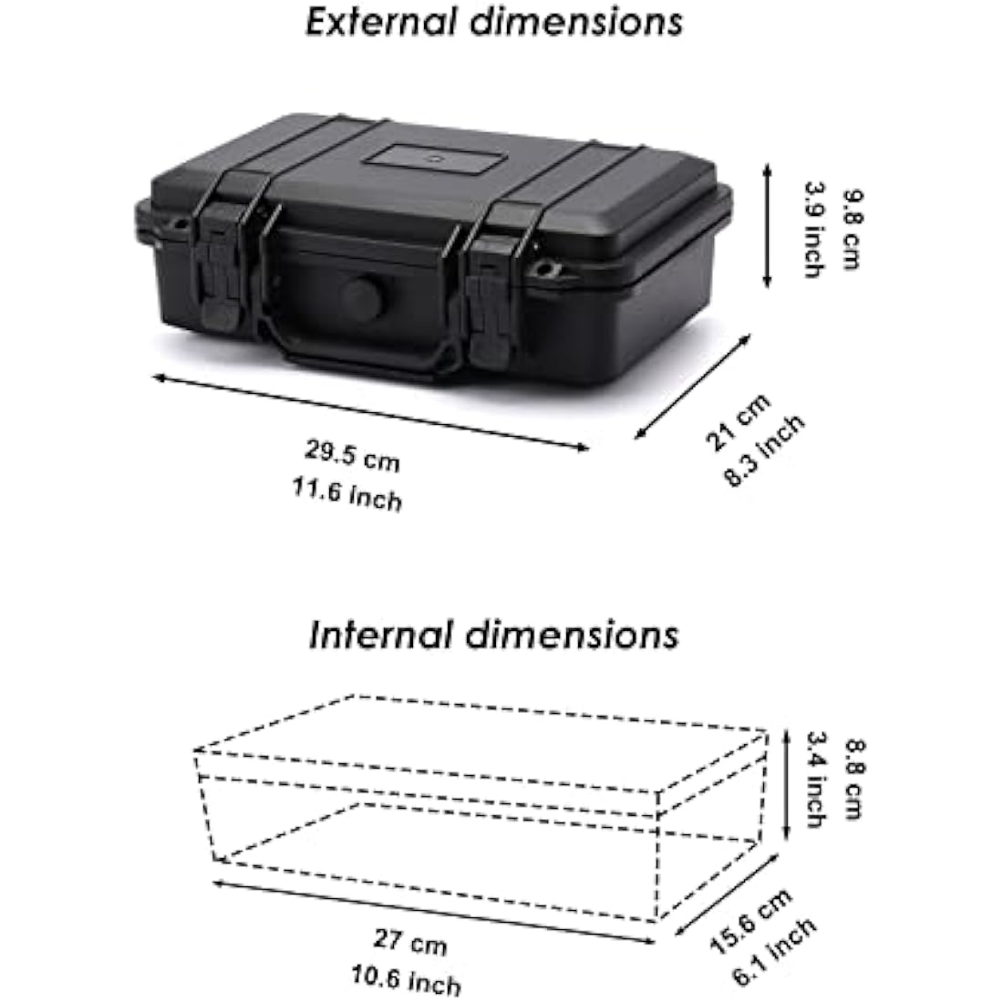 CASOMAN 11.5-Inch Water-Proof & Explosion-Proof Box, with Cush- Proof Sponge, IP67 Water Proof Grade, Customizable Foam