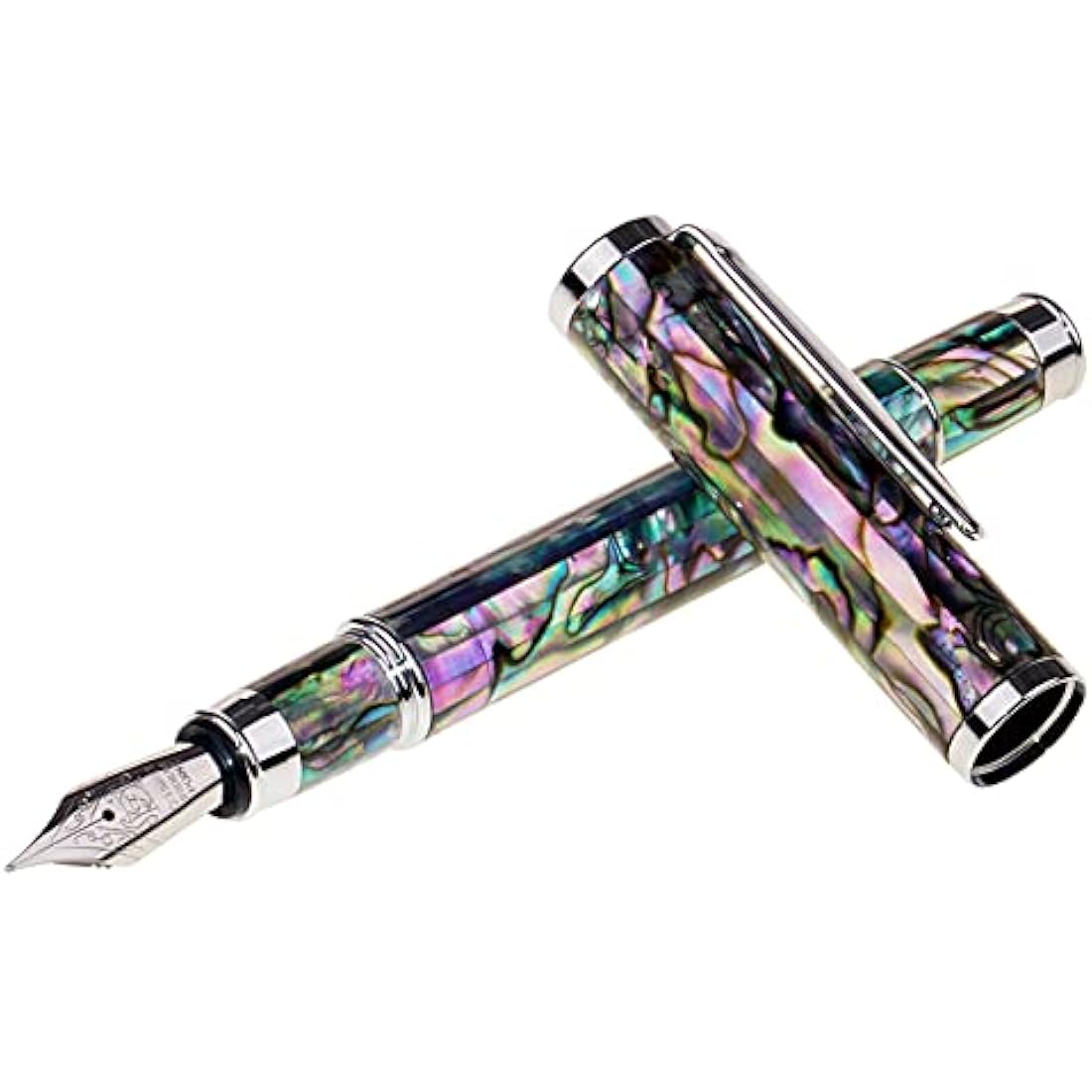 LACHIEVA LUX Sea Shell Abalone Fountain Pen with German-made Fine Nib. Luxury Pen for Every Holiday. Nice Writing Handmade Premium Pen Gift Set for Men and Women.