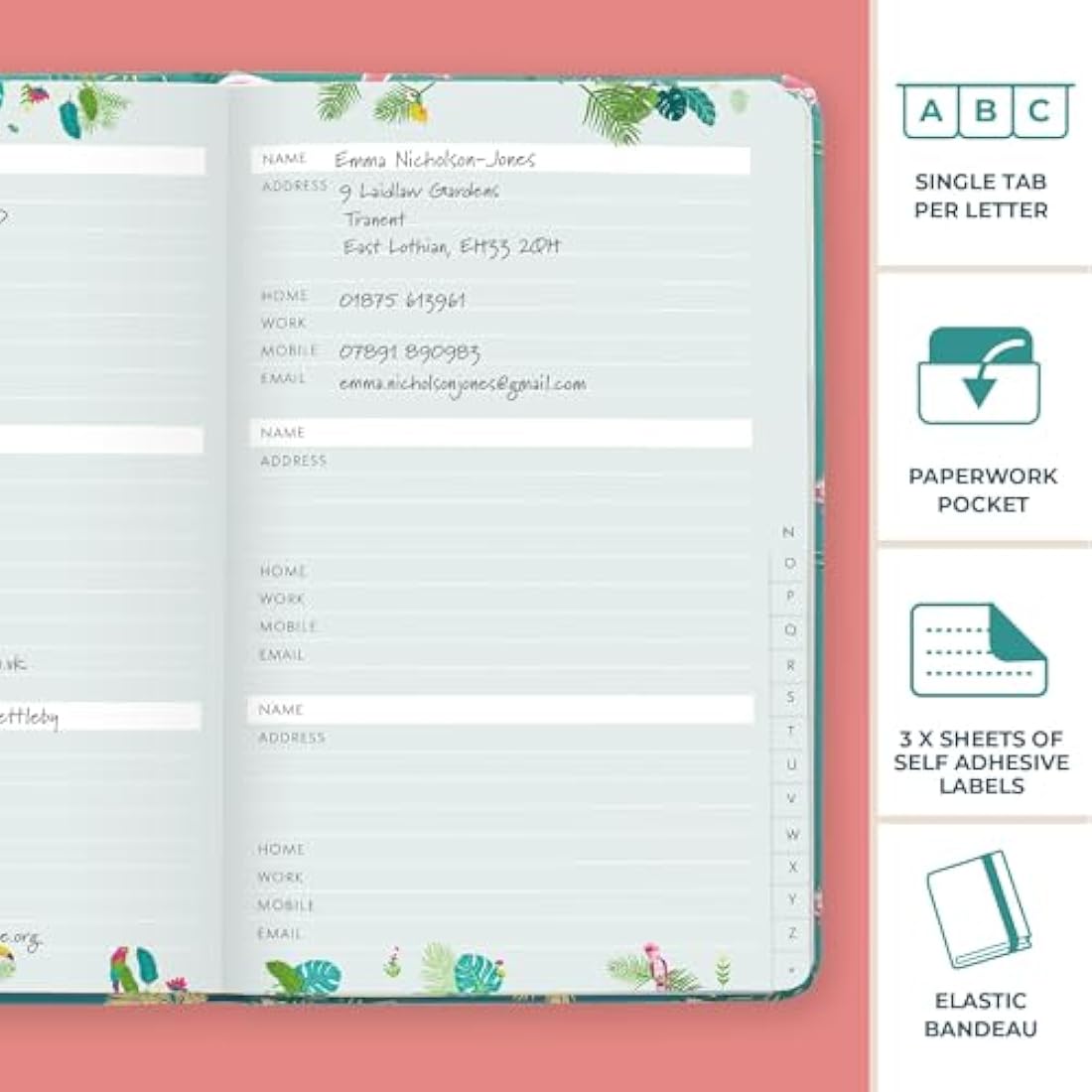 Boxclever Press Small Address Book with 432 Spaces. Address Books with Alphabet Index hardback, Pocket & Change of Address Labels. Perfect Gifts for Women 21 x 13 cm