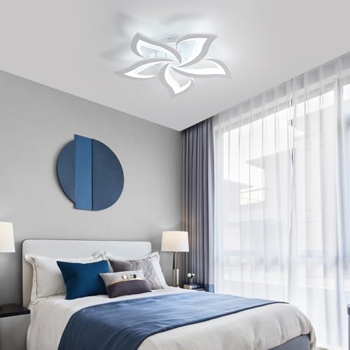 Comely Ceiling Lights Bedroom, LED Ceiling Lights 60W 6750LM, Cool White 6500K, Acrylic Petal Design Mordern Ceiling Lighting for Living Room Bedroom (Dia 60cm)