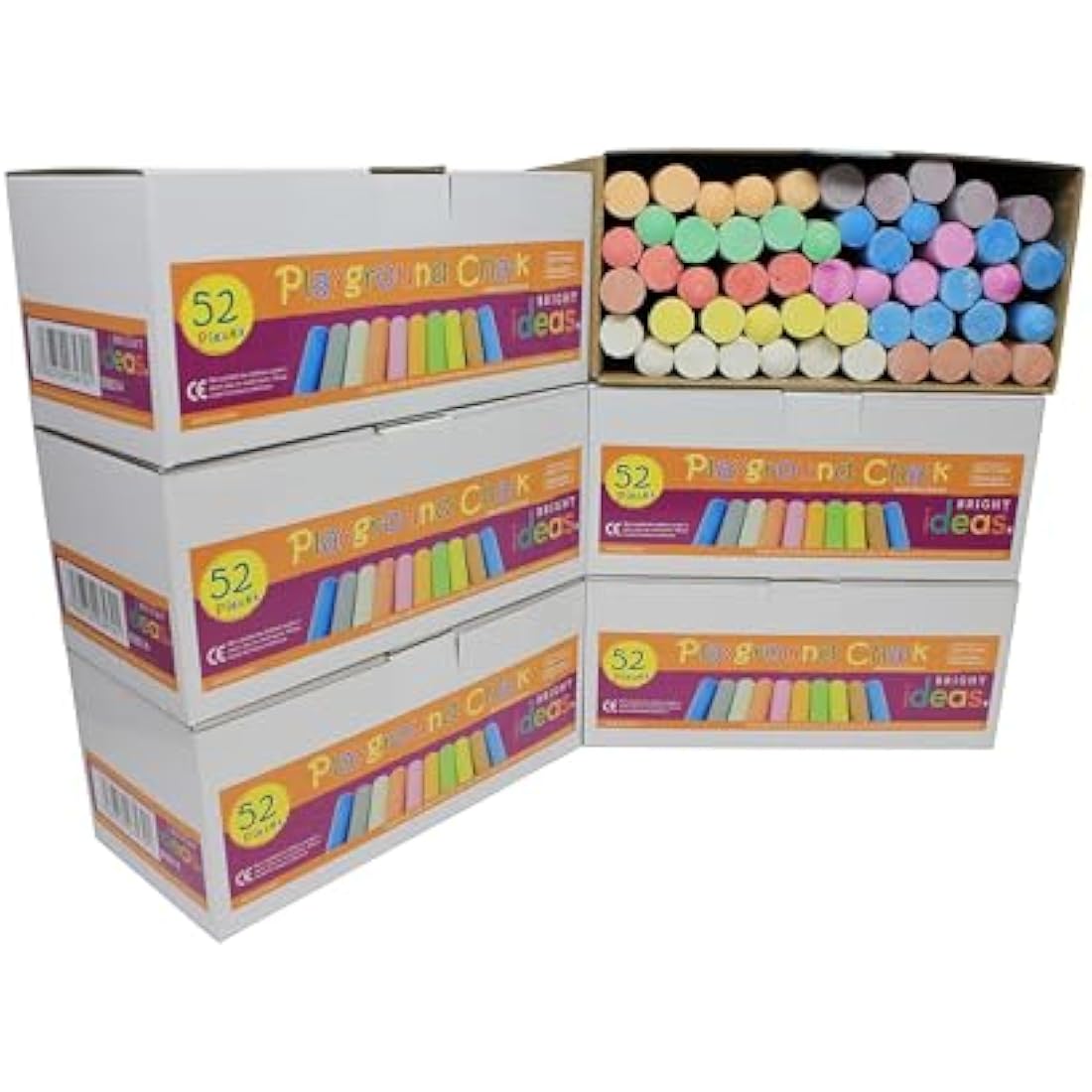Bright Ideas Giant Colourful Playground Chalk, Assorted, 312 chalks, 10cm, BI8014x6