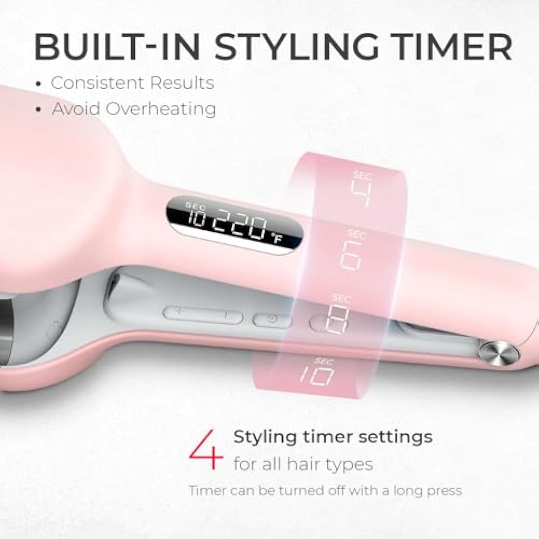 TYMO ROVY Hair Waver Crimper - Hair Curler, Deep Waver Curling Iron, Ionic Curling Wand with Ceramic Tourmaline Barrel for Women, Anti-Scald, Quick & Easy, Dual Voltage, Pink 32mm
