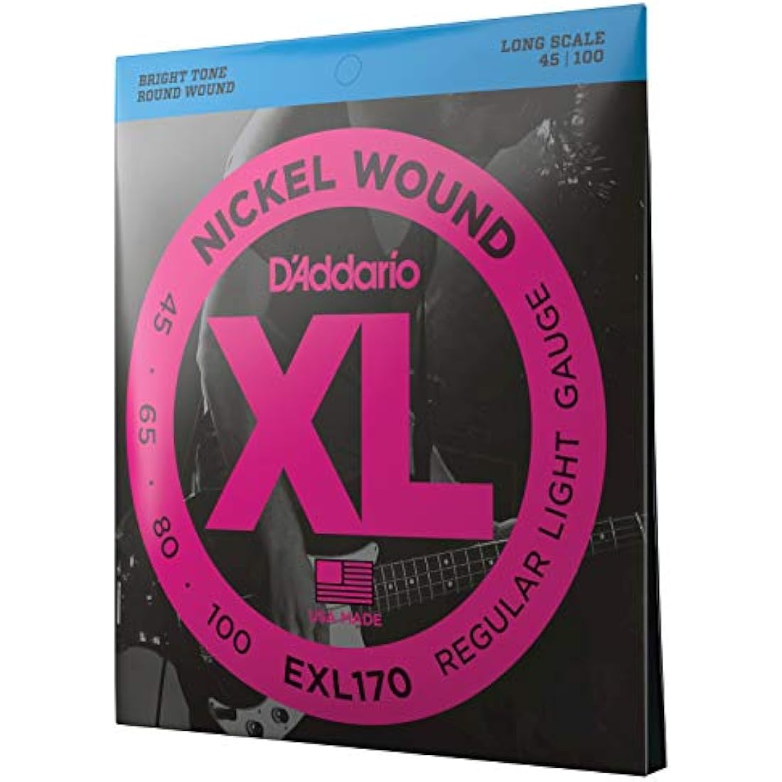 D'Addario Bass Guitar Strings - XL Nickel - EXL170 - Perfect Intonation, Consistent Feel, Powerful Durability - 4 String Set - 45-100 Regular Light, Long Scale