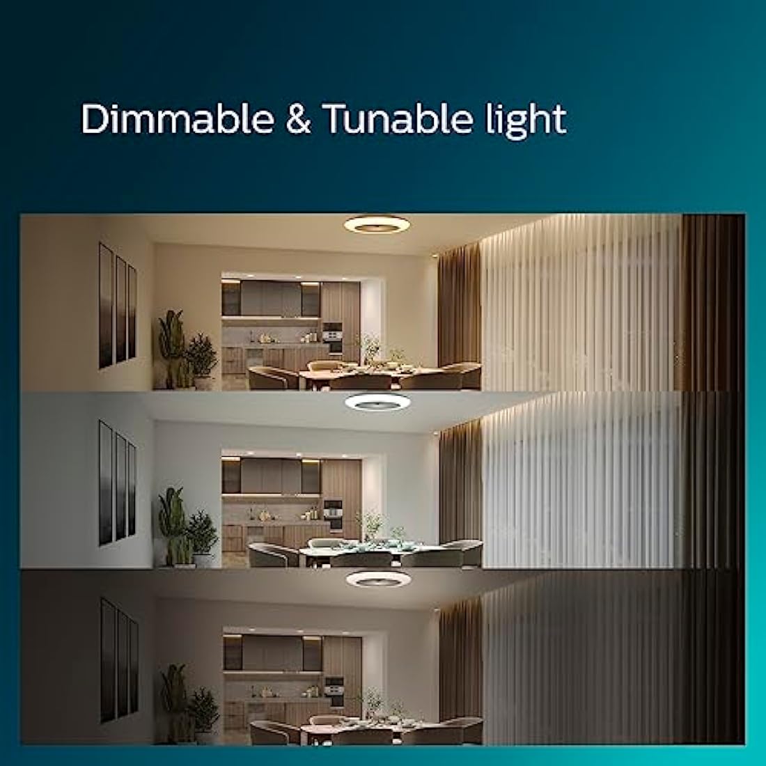 Philips LED Round Flat Fan Light 20W+40W with Remote Control [20W+40W - White] for Indoor Home Lighting, Living Room, Study, Office, Bedroom