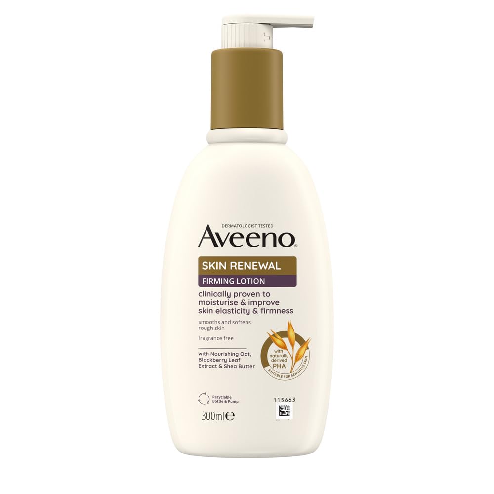 Aveeno Skin Renewal Firming Lotion (1x 300ml?), Firming Body Lotion with Nourishing Prebiotic Oat, Shea Butter, 4% Naturally-Derived PHA and