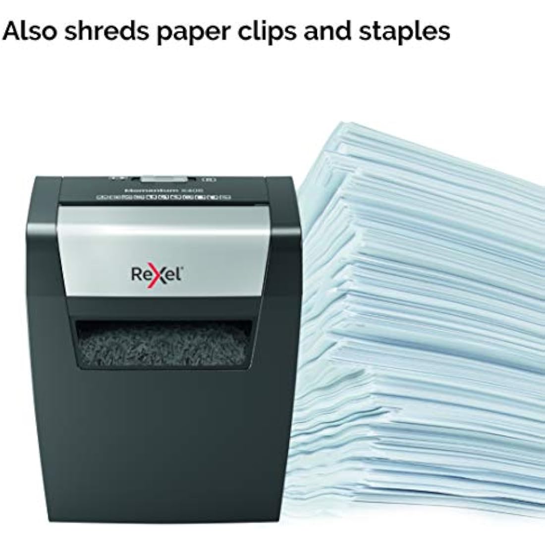 Rexel Momentum X406 Cross Cut Paper Shredder, Shreds 7-6 Sheets (70-80 gsm), 15 Litre Bin, Black, 2104569