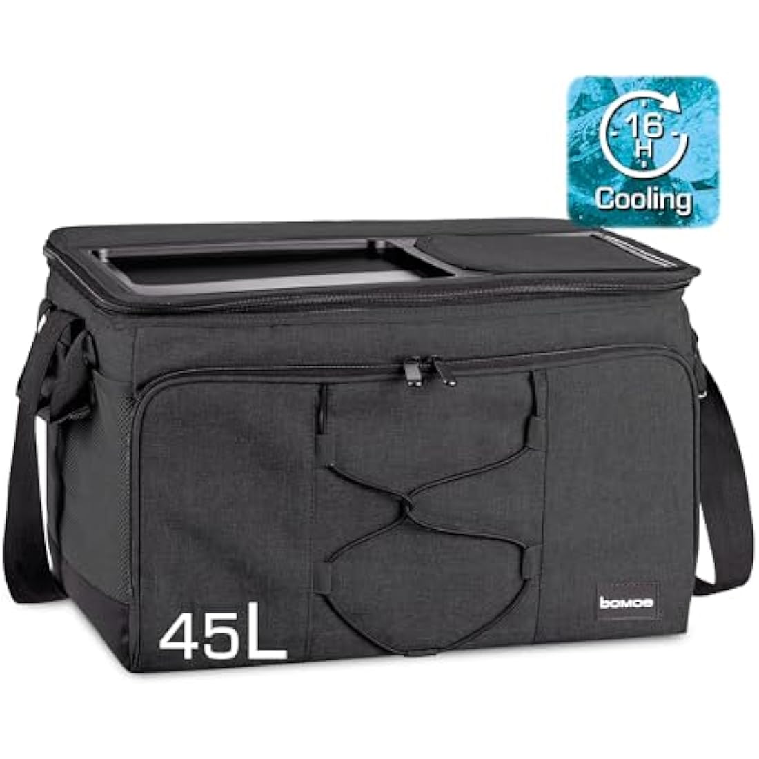 bomoe Insulated Folding Cooler Bag 45L – Outdoor Cool Box with 16h Cooling Function with Shoulder Straps, Waterproof Thermal Picnic Bag with Storage Space – Anthracite IceBreezer KT43