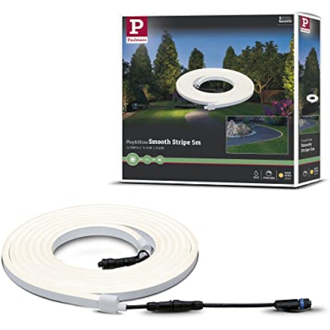 Paulmann 94191 Plug & Shine LED Exterior luminaire Flexible neon Strip incl. 1x31 watt IP67 dimmable Outdoors White Garden luminaire Plastic Garden Light 3000 K