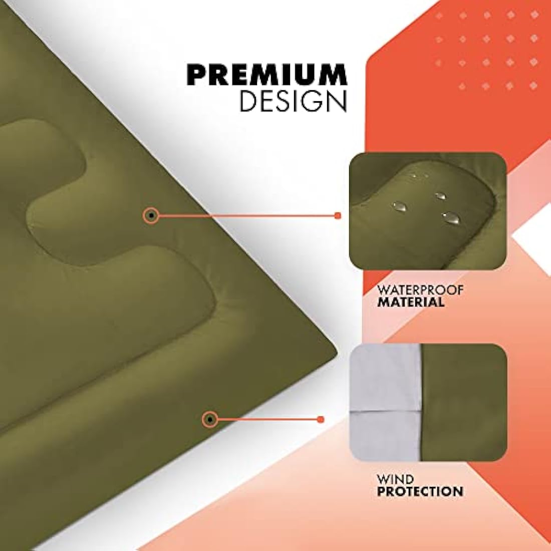 azark Premium Sleeping Bag, 350GSM, Lightweight and Waterproof, 4 Seasons of Camping, Hiking and Outdoors, Sleeping bag for Adults & Kids