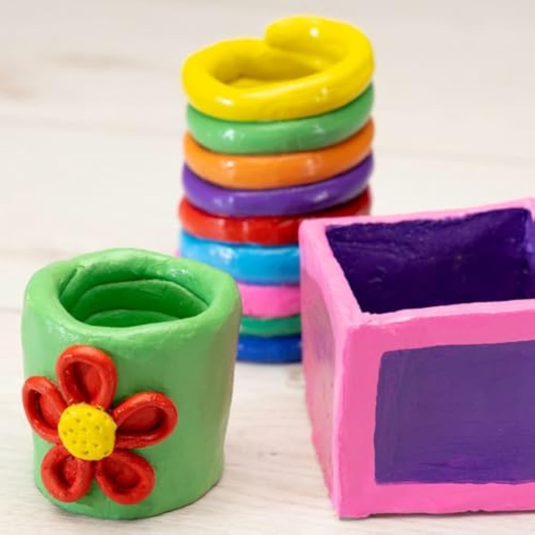 Galt First Pottery - Fun Arts and Crafts Kit for Kids - Childrens Air Dry Clay Painting and Pottery Set for Girls and Boys with Ceramic Paints,Mini Rolling Pin,Paintbrush and Guide - Ages 6 Years Plus