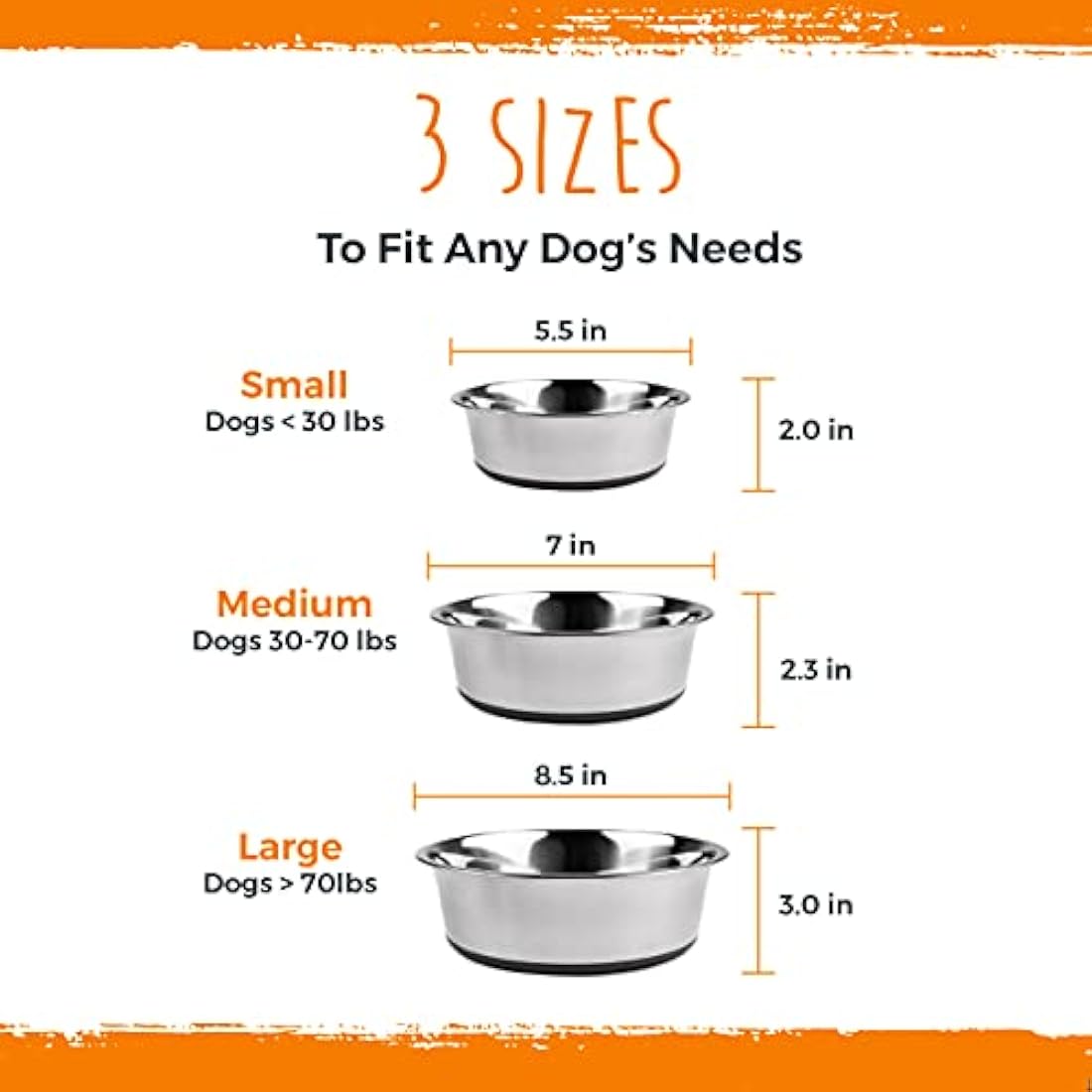Mighty Paw Stainless Steel Dog Bowls - Durable Material - Won't Rust Or Discolor - Prevents Spills And Messes With Non-Slip Silicone Bottom - Holds Variety Of Dog Wet & Dry Food - Available In 3 Sizes
