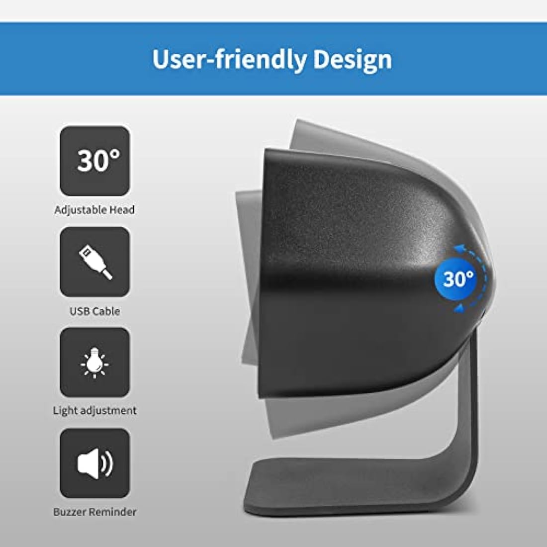 NETUM 1D 2D QR Presentation Scanner Hands-Free USB Barcode Scanner Omnidirectional Wired Bar code Reader for Mobile Payment Computer Screen Scan Support PDF417, Securpharm Code(Data Matrix) NT-7060