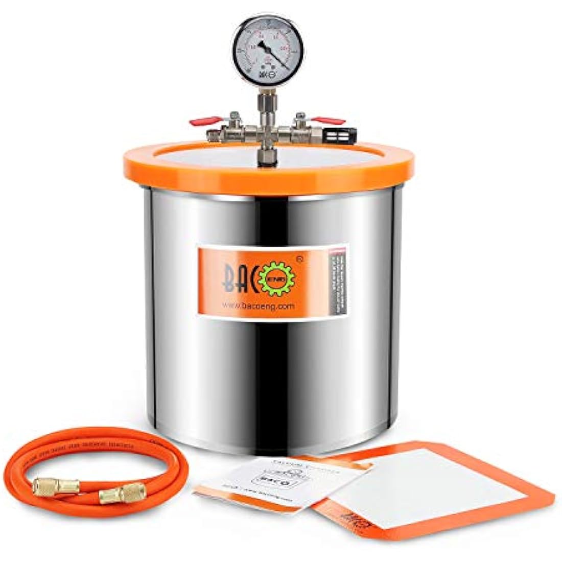 BACOENG 12 Liters Vacuum Chamber Kit with 3 CFM Single Stage Vacuum Pump, 3 Pin UK Plug