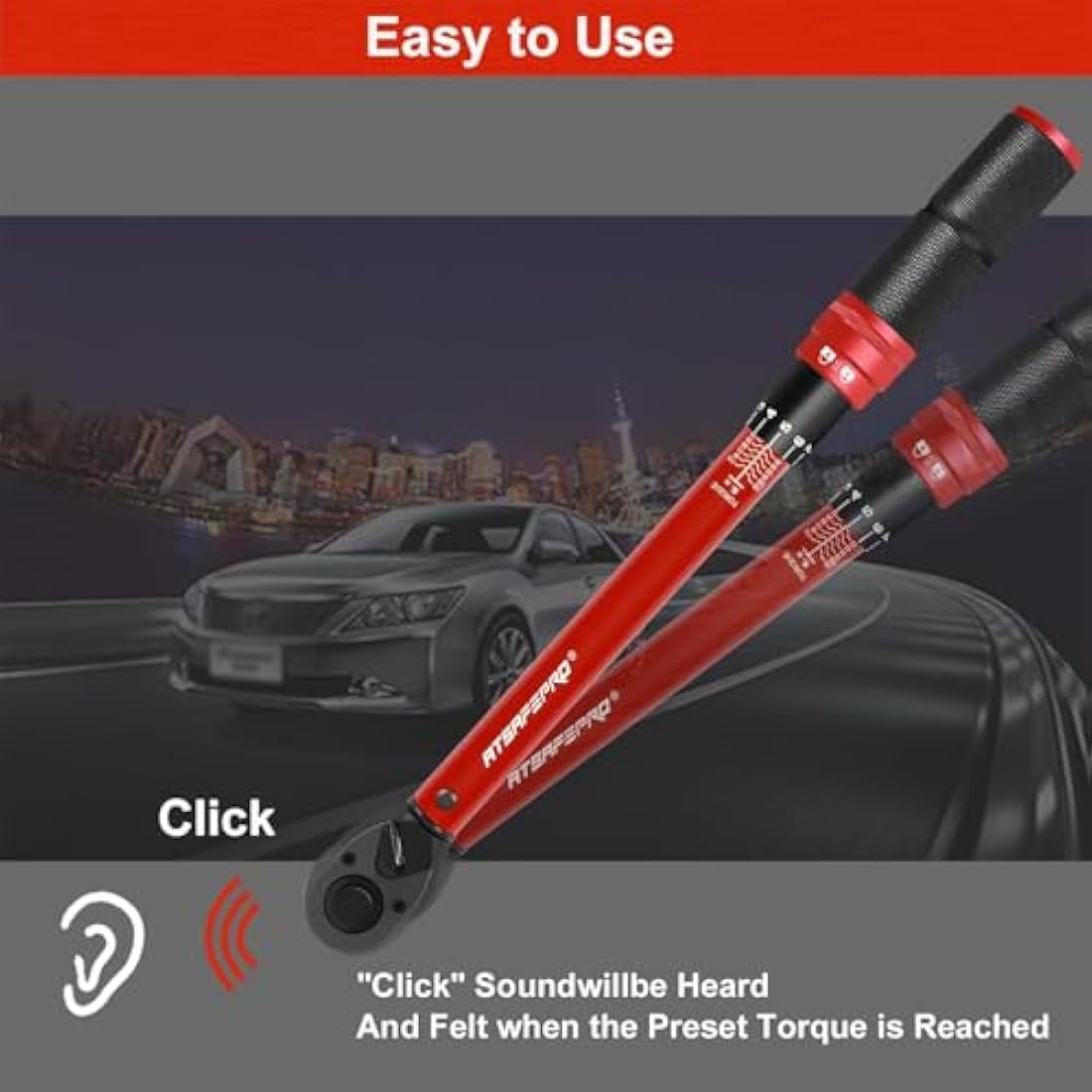 ATsafepro Torque Wrench 3/8 Inch, Dual-Direction Adjustable Bike Torque Wrench 10-120 Nm, Accuracy ± 3% Drive Click Torque Wrenches for Car, Motorcycle, Bicycle Maintenance