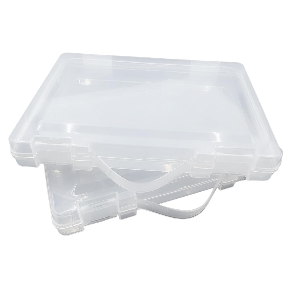 WYAN 2 Pcs A4 Lever arch files Storage Boxes,Clear Plastic Beads Storage Containers Box,Rectangle Bead Holder Plastic Cases,Building Block