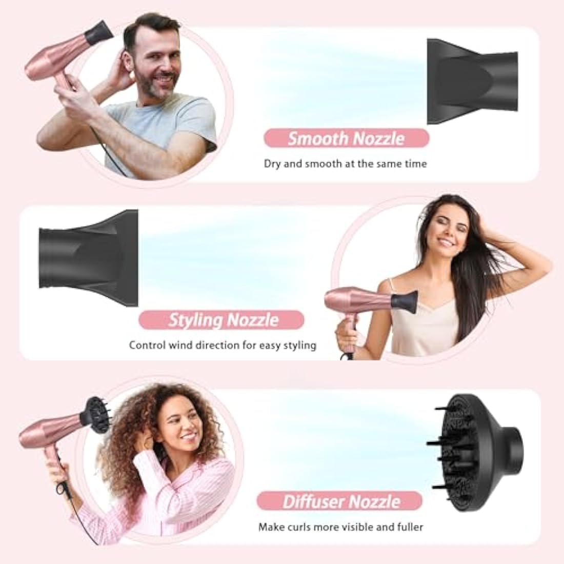 Hair Dryer, Jooayou 3000W Professional Ionic Hairdryers for Women Men, Fast Drying Blow Dryer with Diffuser for Salon Home Travel, Perfect for Gifts