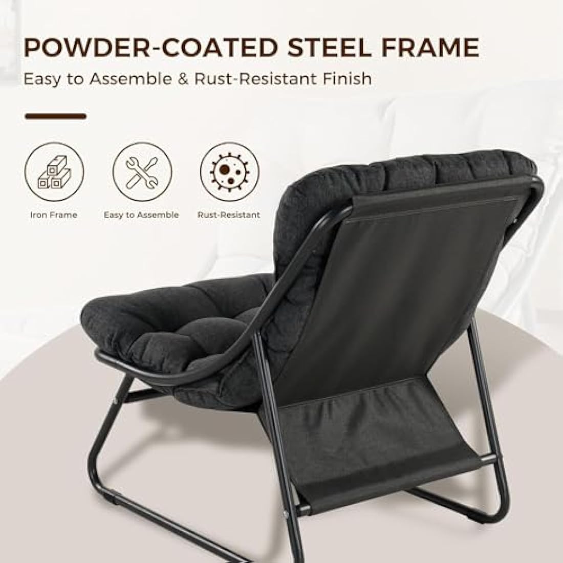 Grand patio Sun Lounger for garden, Garden lounger with Side Table and footstool, Recliner Chair with Removable Cushion for Adults, Reclining Garden chairfor Patio, Living Room, Outdoor, Dark Gray