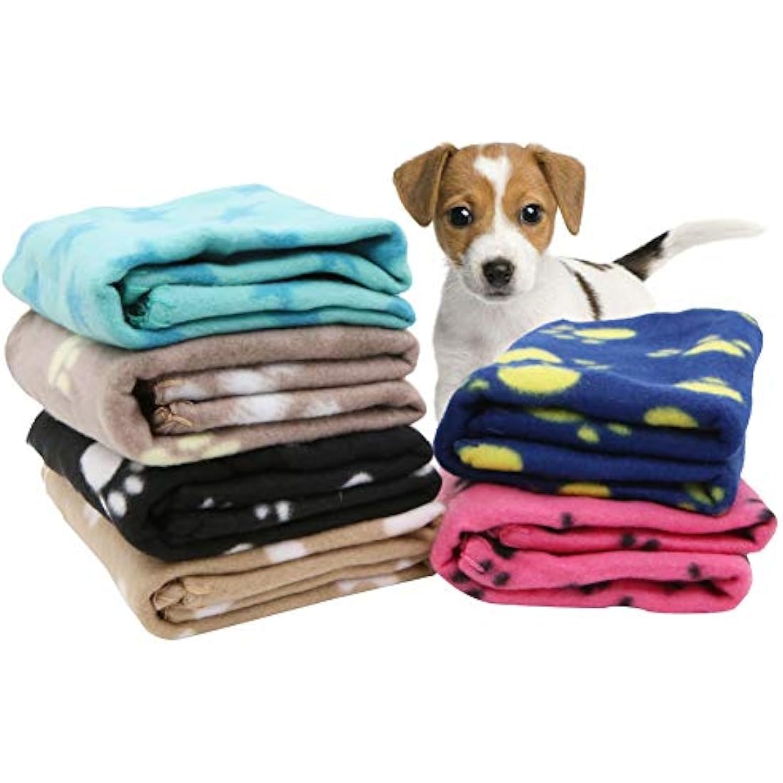 tifee 6 Pieces Pet Blanket Cushion Dog Cat Soft Warm Blankets Puppy Washable Sleep Mat Pad Bed Cover With Paw Print(60 x 70cm/23.6 x 27.6 inch, Multicolor)