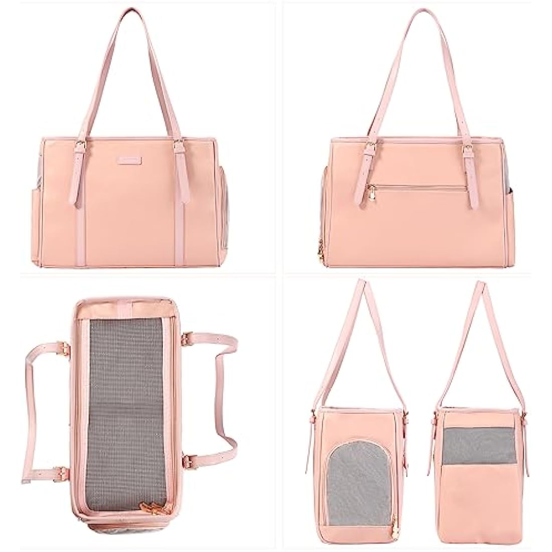 Lasaviin Fashion Dog Purse Pet Carrier Leather Bag for Small Dogs Cats Puppy, Portable Tote Bag Airline Approved Soft-Sided Carriers (Pink)