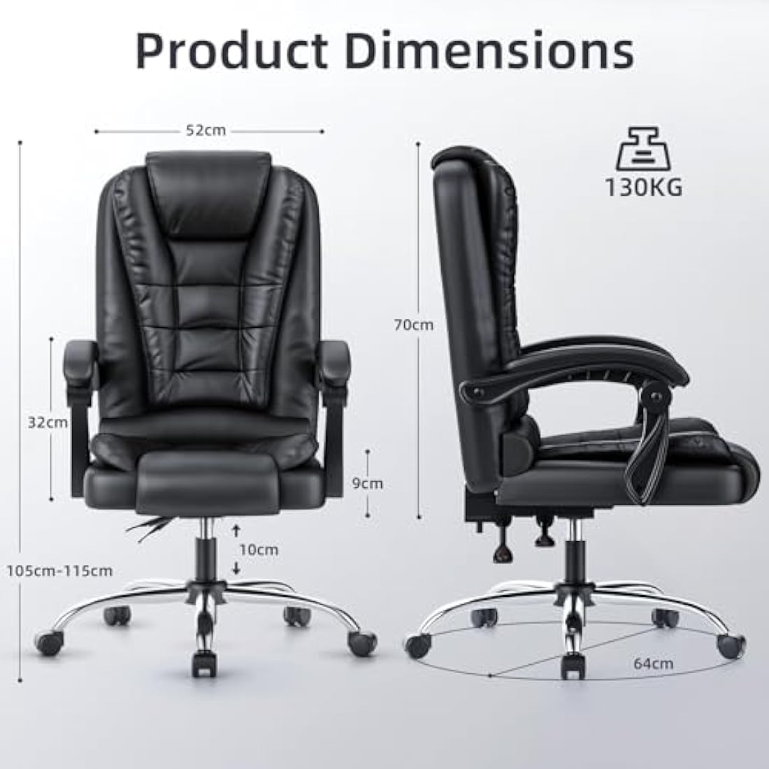 naspaluro Executive Office Chair High Back Desk Chair Ergonomic Recliner Computer Chair PU Leather Gaming Chair with Tilt Function Heavy Duty for Home Office Working