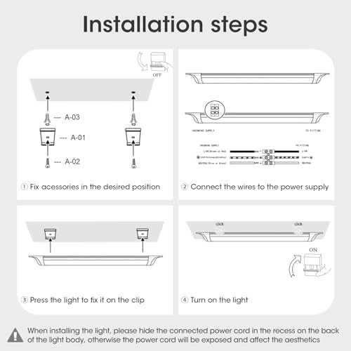 HUMIGA 5FT LED Batten Light, 50W Low Profile Wall Ceiling Surface Mounted Fitting, IP20 Slim Wide Tube Lighting for Office/Home/Shop/Workshop/Warehouse, Neutral White 4000K, 4 Pack