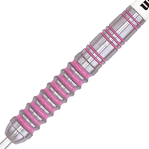 Unicorn Steel Tip Darts Set | Autograph Series Style 1 | 80% Natural Tungsten Barrels with Pink Accents | 28 g