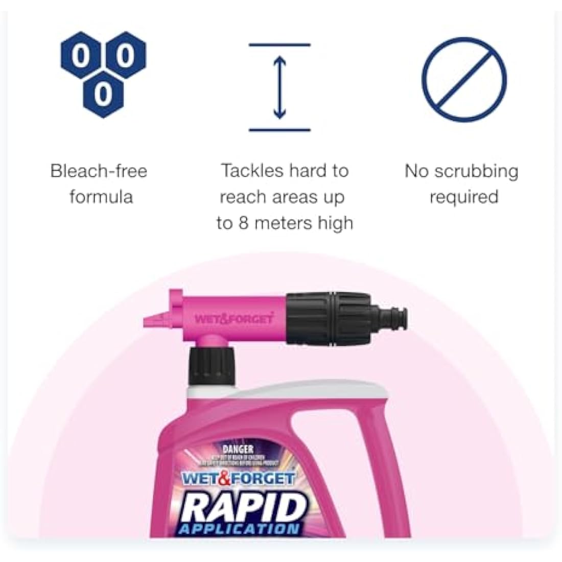Wet & Forget Rapid Application, Ready-to-Use Mould, Lichen & Algae Remover, Outdoor Patio Cleaner, Black Spot Remover, Bleach Free, 2L