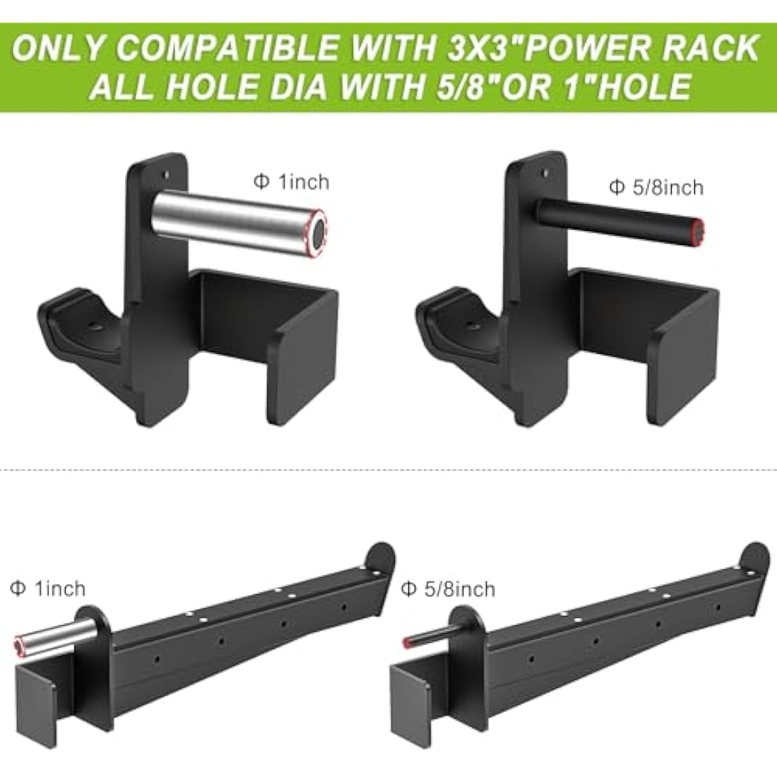 Kipika Safety Spotter Arms-Heavy Duty Barbell Safety Catches with Rubber Pad,Power Rack Attachments for Squat, Bench Press and More