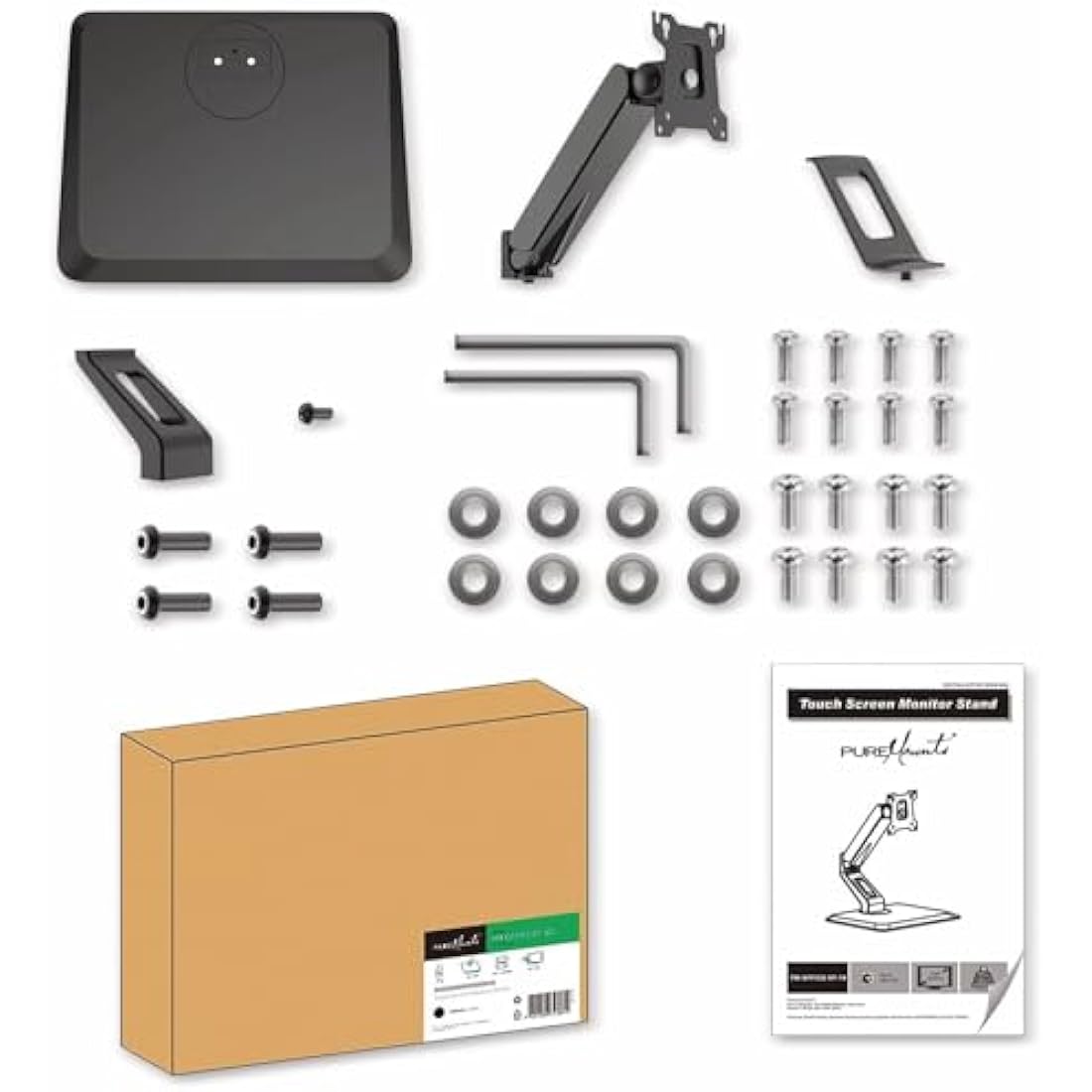 PureMounts Touchscreen Mount for Monitors with 43-81 cm (17-32 Inches) VESA 75 x 75 to 100 x 100 Fully Moveable Maximum Load 10 kg Black