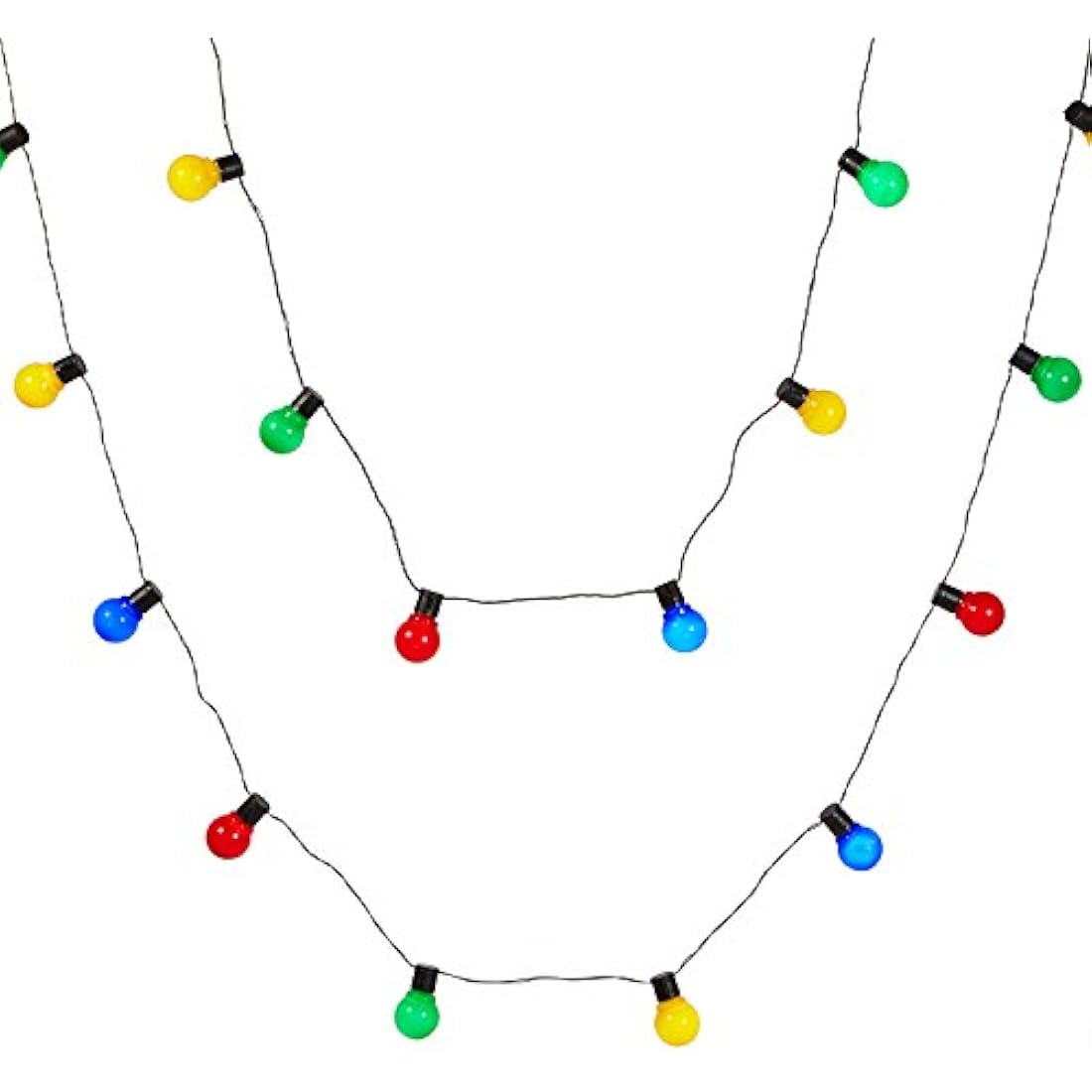 Lights4fun 30 Multi-Coloured LED Festoon String Lights, 7.25m Black Cable, Plug-in & Fully Waterproof IP44 for Indoor & Outdoor Use - Perfect for Patio, Garden, and Party Decor
