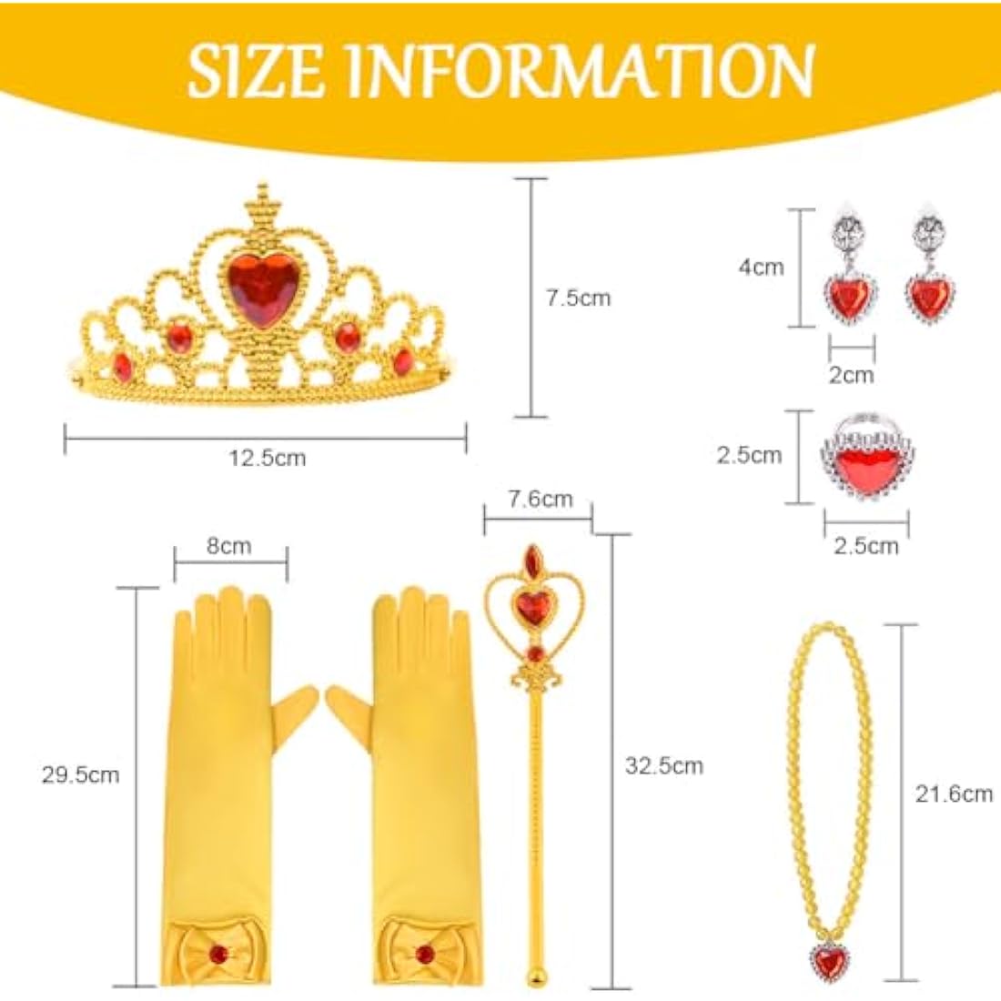 Vicloon 9 Pcs Princess Belle Costume Dress,Little Girl Princess Dresses Fancy Dress Childs Party Outfit with Crown Wand Gloves Necklace Ring and Earrings Yellow