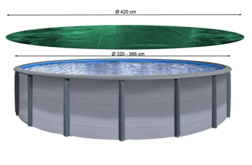 QUICK STAR Winter Swimming Pool Cover Round 180g/m? for Poolsize 320-366 cm (12ft) Tarpaulin dimension ? 420cm Green