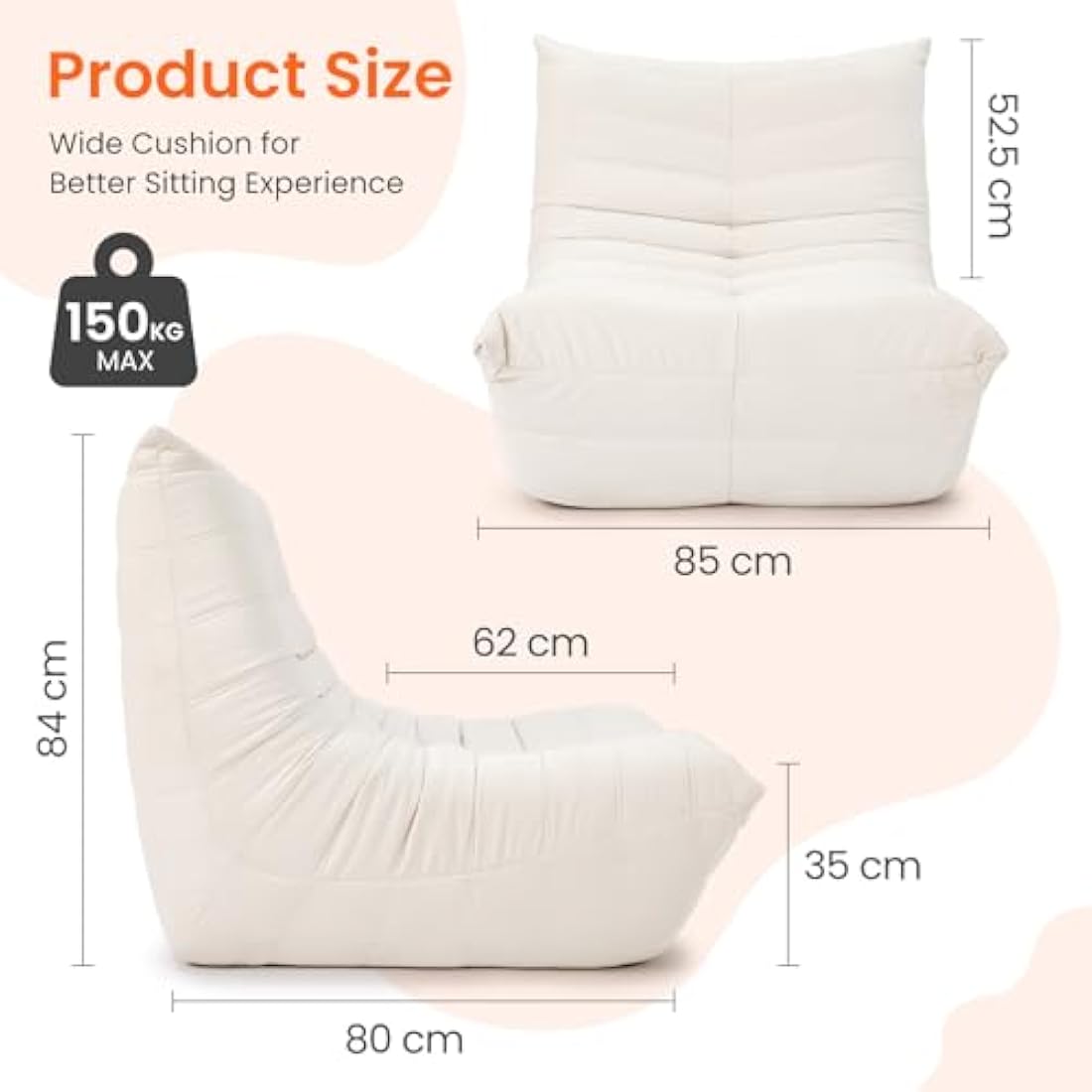 Vesgantti Togo Fireside Chair, Contemporary Beige Suede Lounge Chair, Ergonomic Lumbar Support, Perfect for Bedroom, Living Room, Office