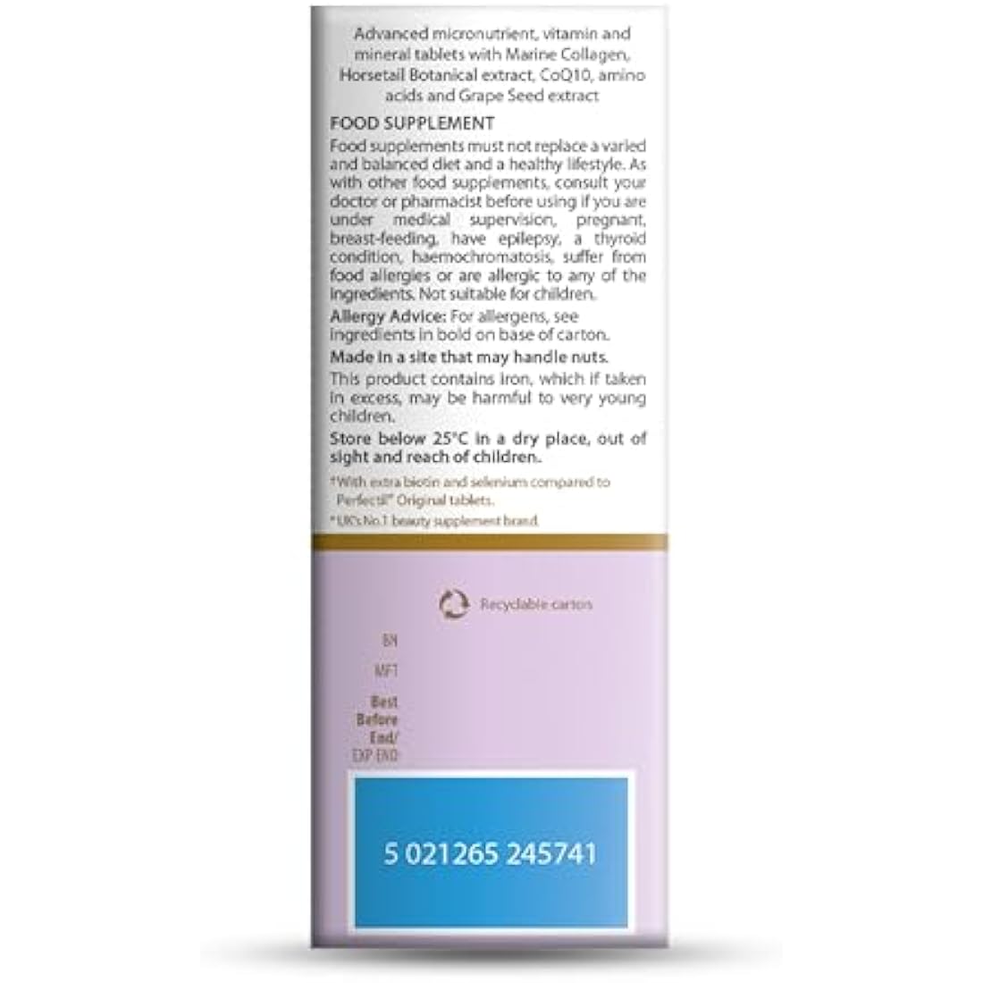 Perfectil Hair Beauty Supplement for Hair - Includes Biotin, CoQ10 & Collagen, 60 Tablets 30-Day Supply, by Vitabiotics