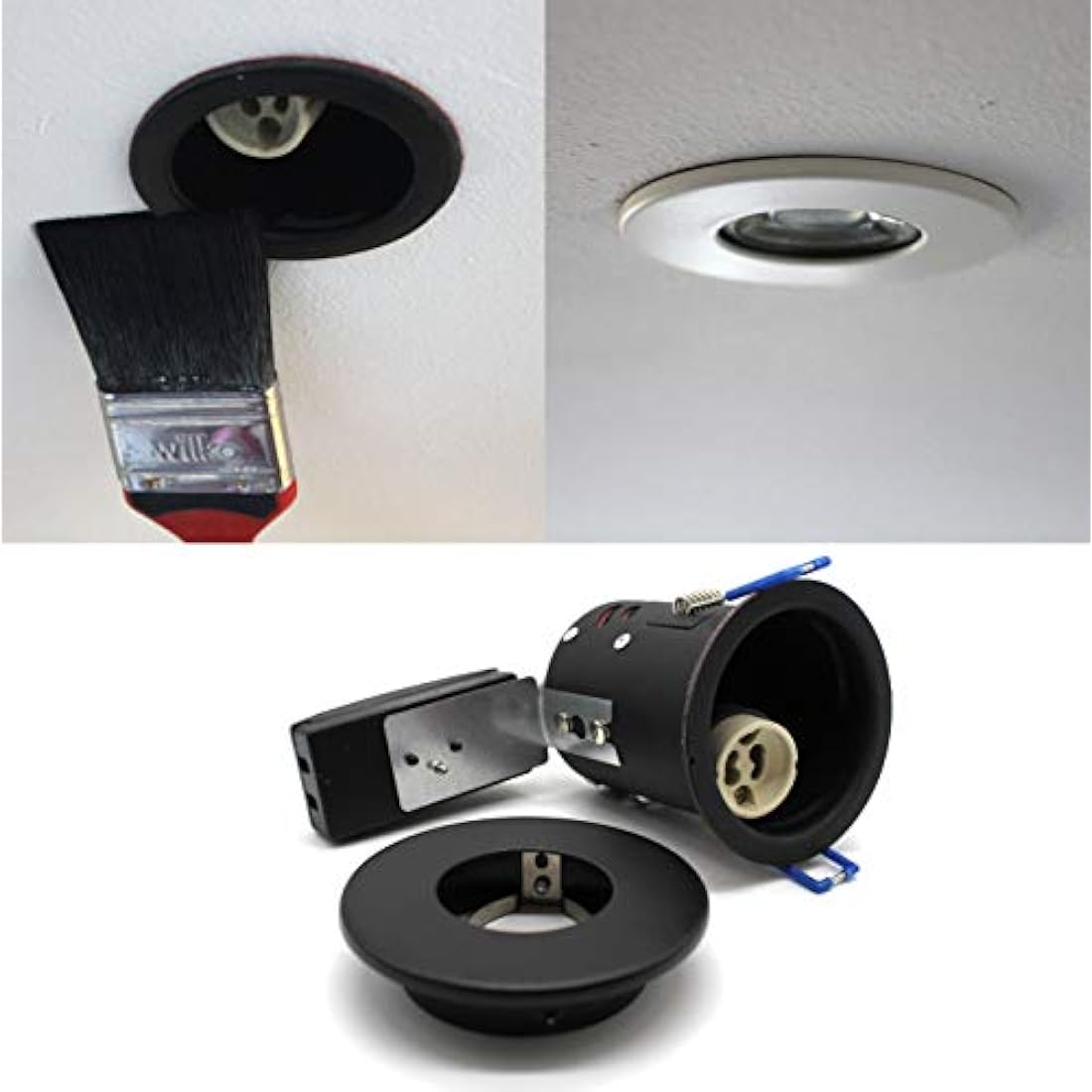 sanlumia 10 X LED Fire Rated Downlight Can GU10 Recessed Ceiling Twist & Lock Interchangeable Downlight IP20 Black