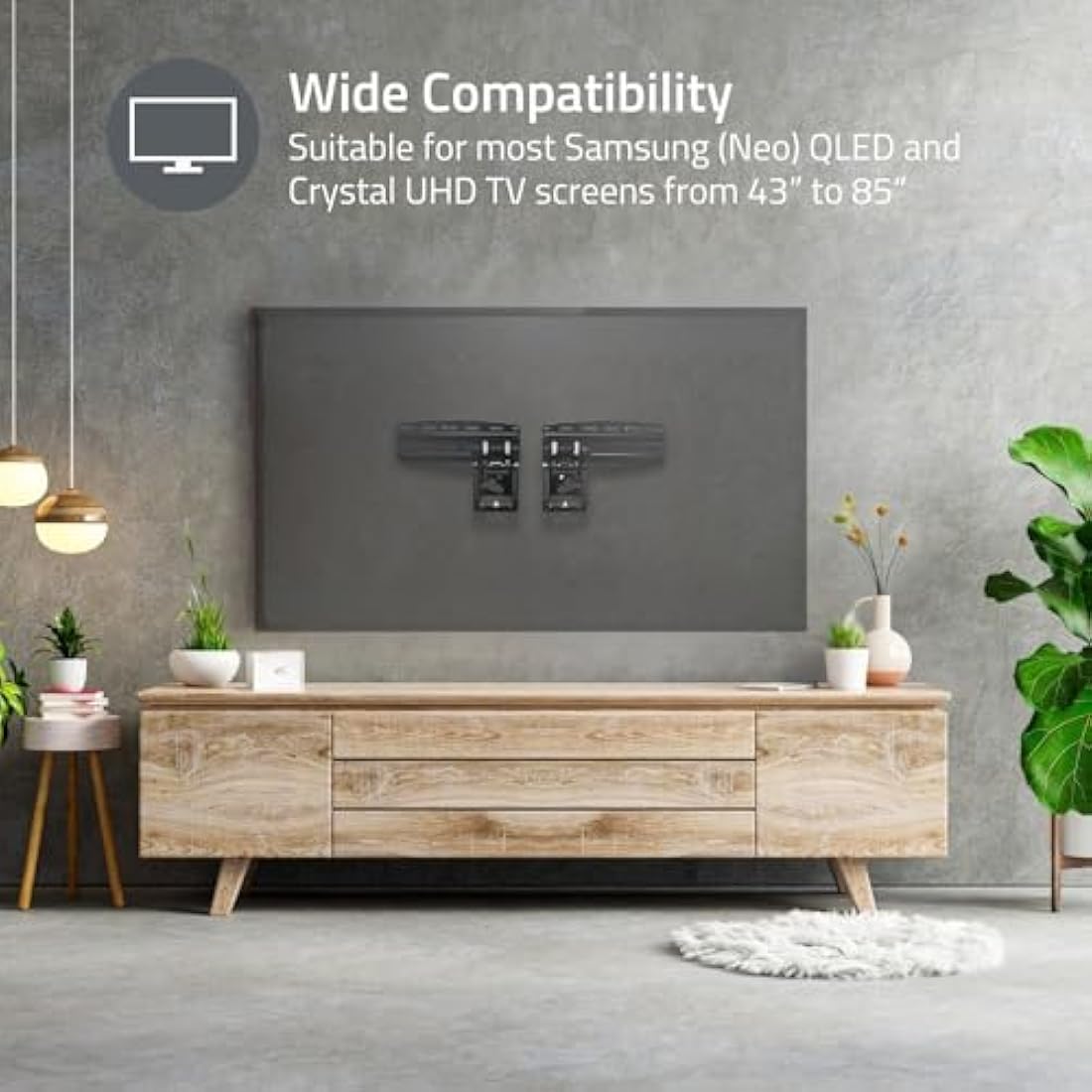 Nedis Micro-Gap Fixed TV Wall Mount for Samsung 43-85" Neo QLED, QLED (Excl. Q80A) and Crystal UHD TVs up to 60kg - Ultra Slim 7.5mm