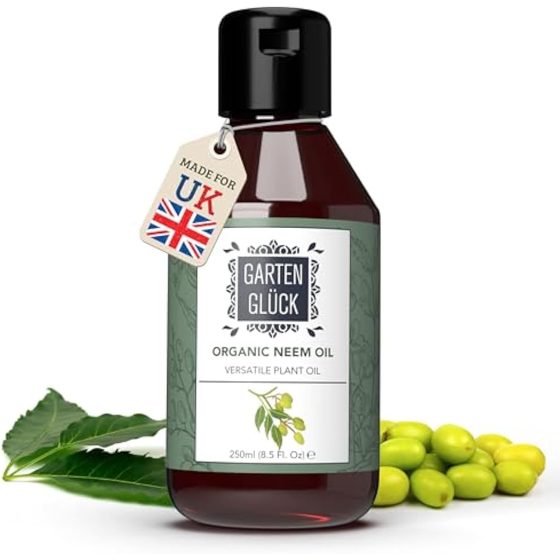 Garten Glück Neem Oil Liquid for Plants - 250ml - Organic Neem Oil for Indoor Plants & Garden Care - Natural Bug Control & Plant Shine - Spray on Healthy Leaves & Soil Maintenance - Made in Germany