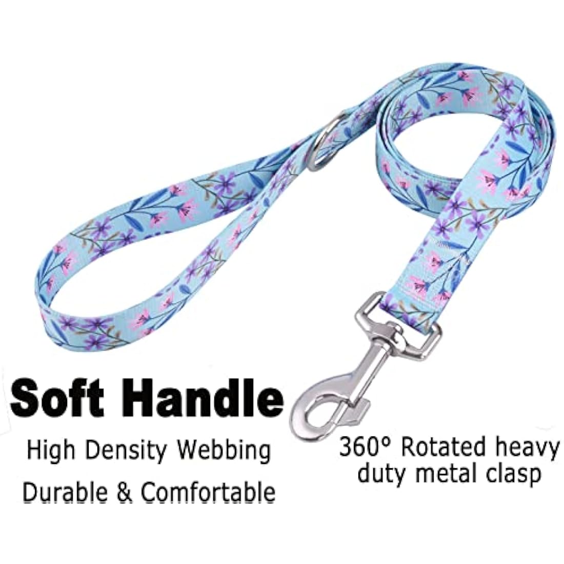 Mihqy Dog Collar and Lead Set with Bohemia Floral Tribal Geometric Patterns - Soft Ethnic Style Collar Adjustable for Small Medium Large Dogs(Pink + Purple Floral Set,XS)