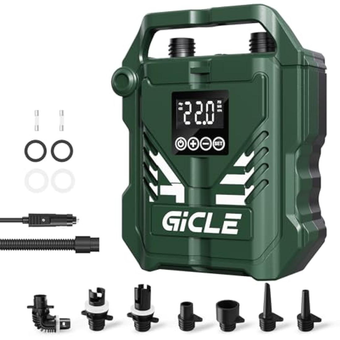 GICLE 22PSI Paddle Board Pump Electric SUP Pump, with 12V DC Car Connector, Dual Stage Fast Inflation for Paddleboard, Boat, Tent