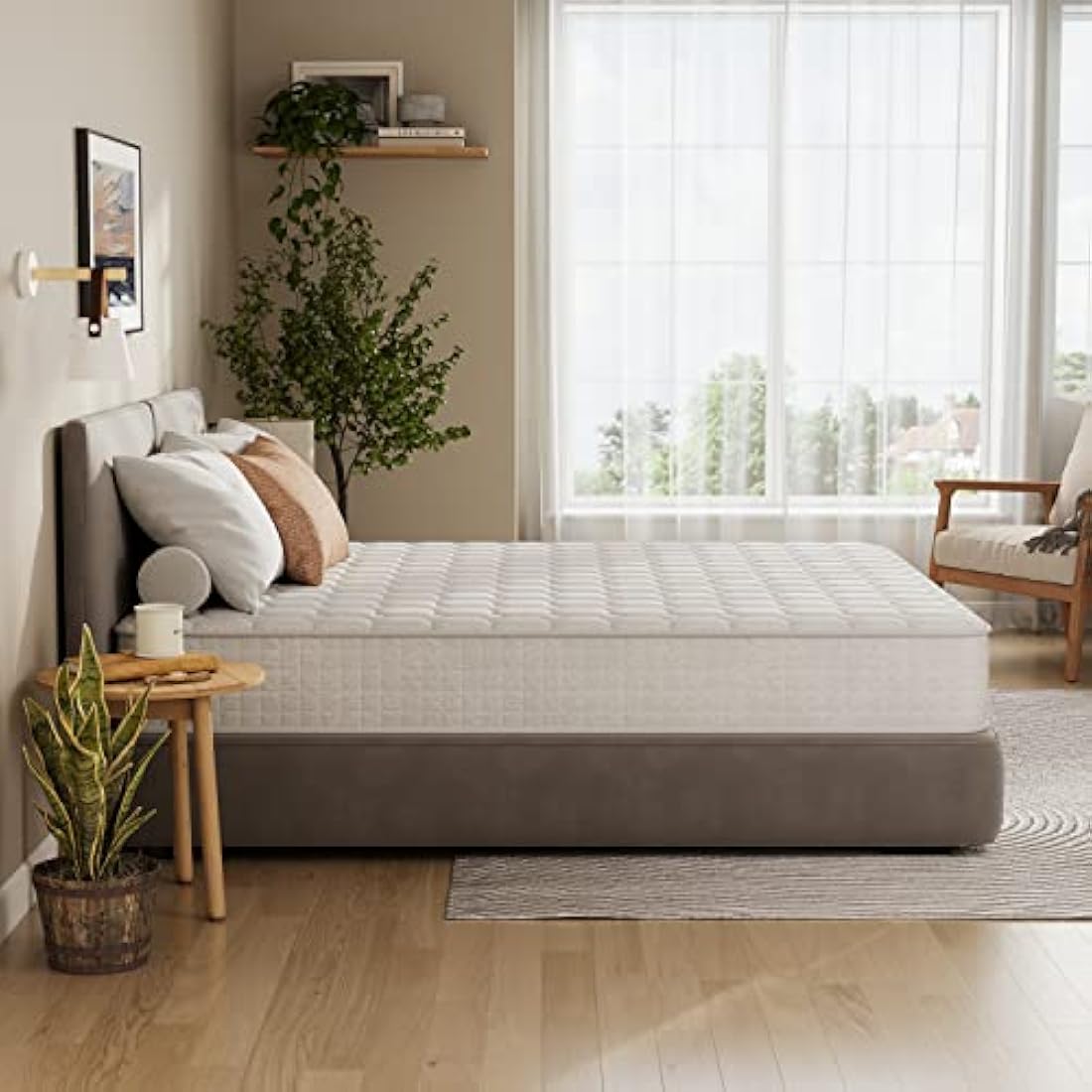 Vesgantti 3FT Single Mattress, 10 Inch Hybrid Mattress with Breathable Memory Foam and Individually Pocket Spring - Medium Firm, White