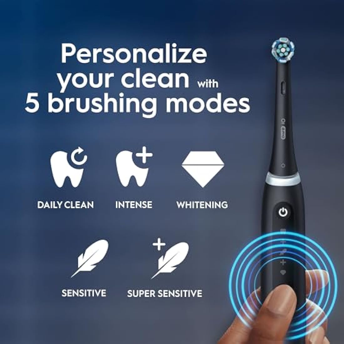 Oral-B iO5 Electric Toothbrushes For Adults, 1 Toothbrush Head & Travel Case, 5 Modes With Teeth Whitening, UK 2 Pin Plug, Black