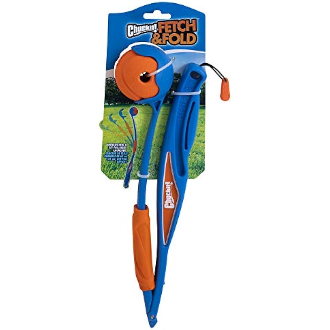 Chuckit! Fetch & Fold Dog Ball Launcher Pick Up and Throw Hands Free Dog Toy Rubber Fetch Ball Thrower Set