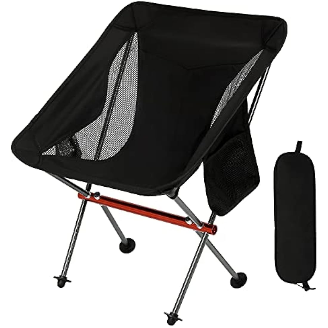 SHALLWE Ultralight Portable Camping Chair,Aviation Aluminum Frame Compact Folding Chairs,300lbs Capacity with Wide Feet and Storage Bag,Suitable for Camping,BBQ,Hiking,Beach,Lawn(Gray)