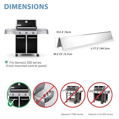Denmay 7621 44.45CM Flavorizer Bar 1.3mm Stainless Steel Heat Plate for Weber Genesis 300 series E/EP-310, 320, 330, Genesis S-310, 330 (with Front