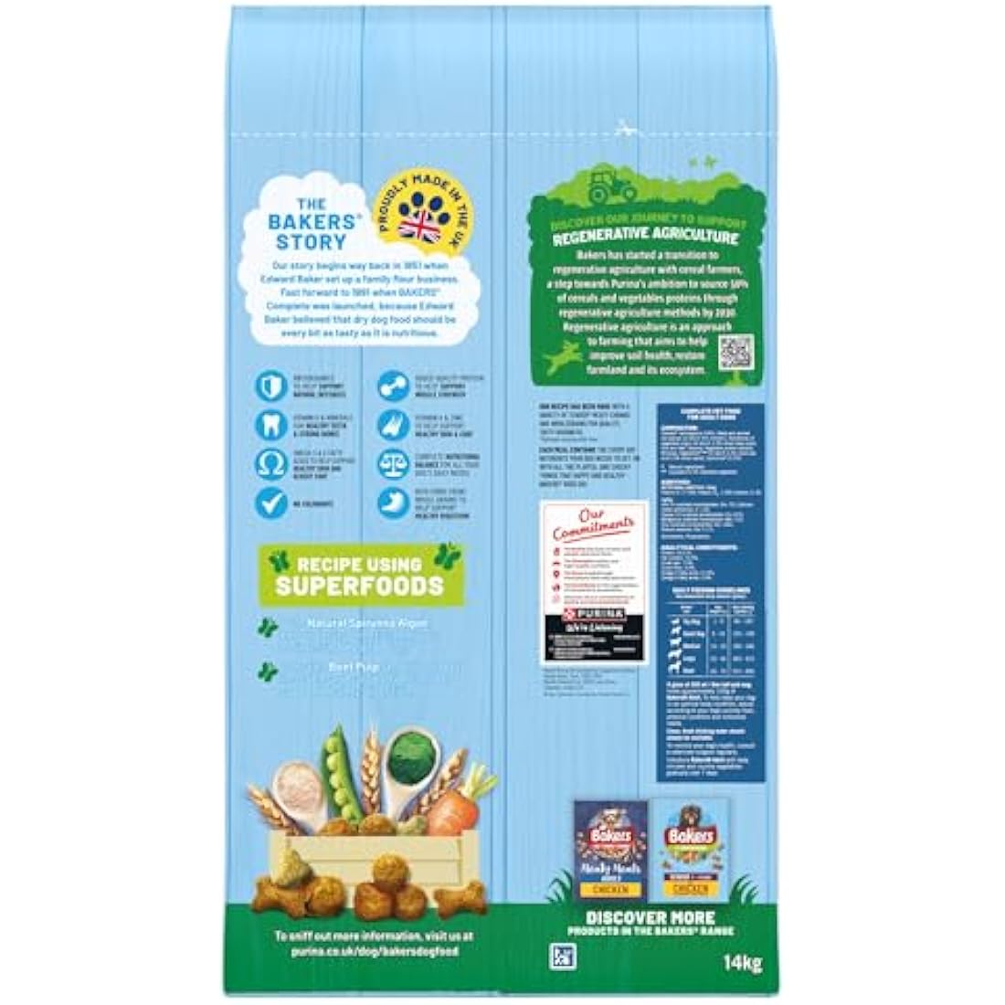 Bakers Adult Dry Dog Food Chicken and Veg 14 kg, Packaging May Vary